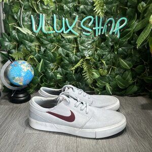 Mens Nike SB Zoom Stefan Janoski Gray Canvas Low Skate Sneakers Shoes Size 11
